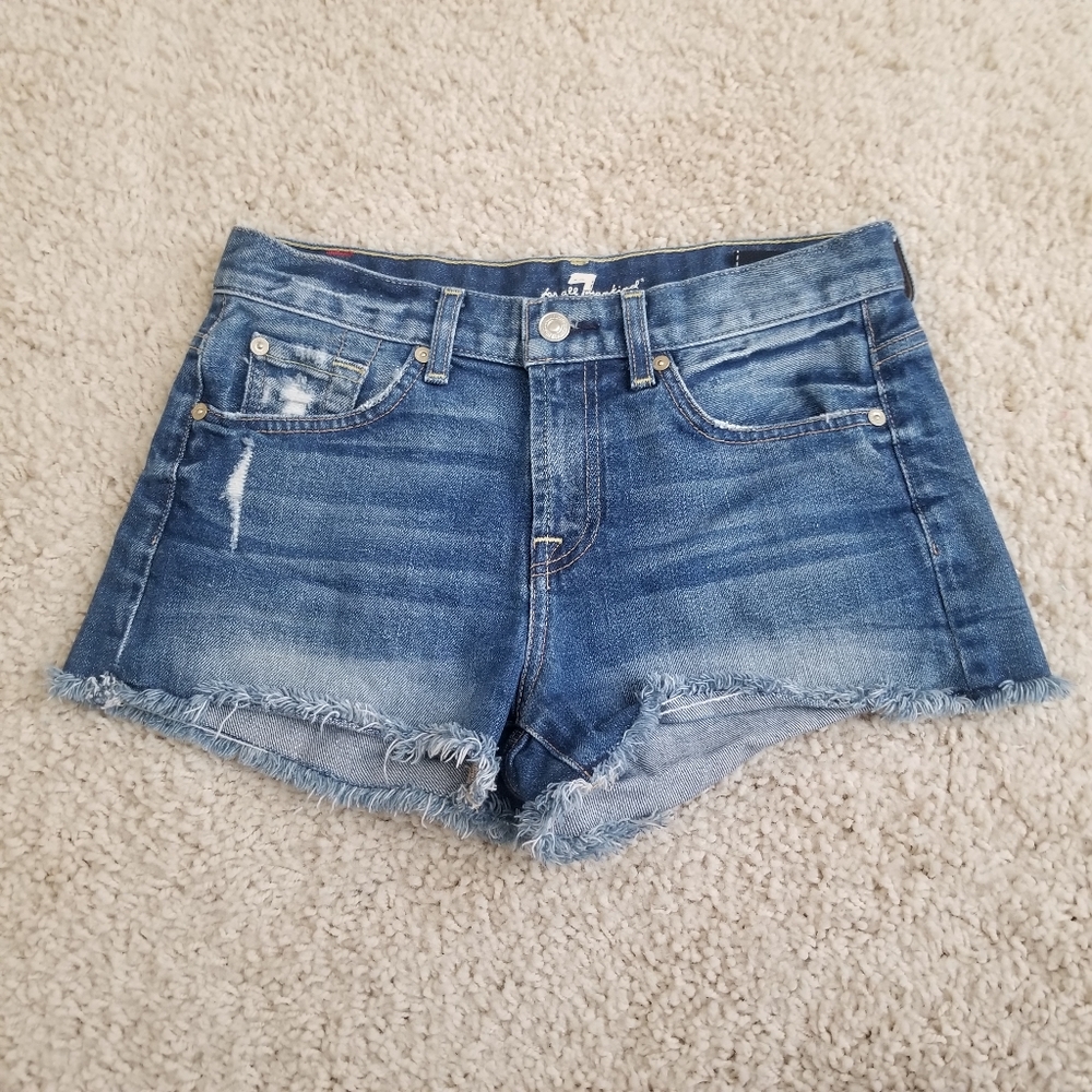 7 for All Mankind Cutoff Distressed Jean Shorts 26